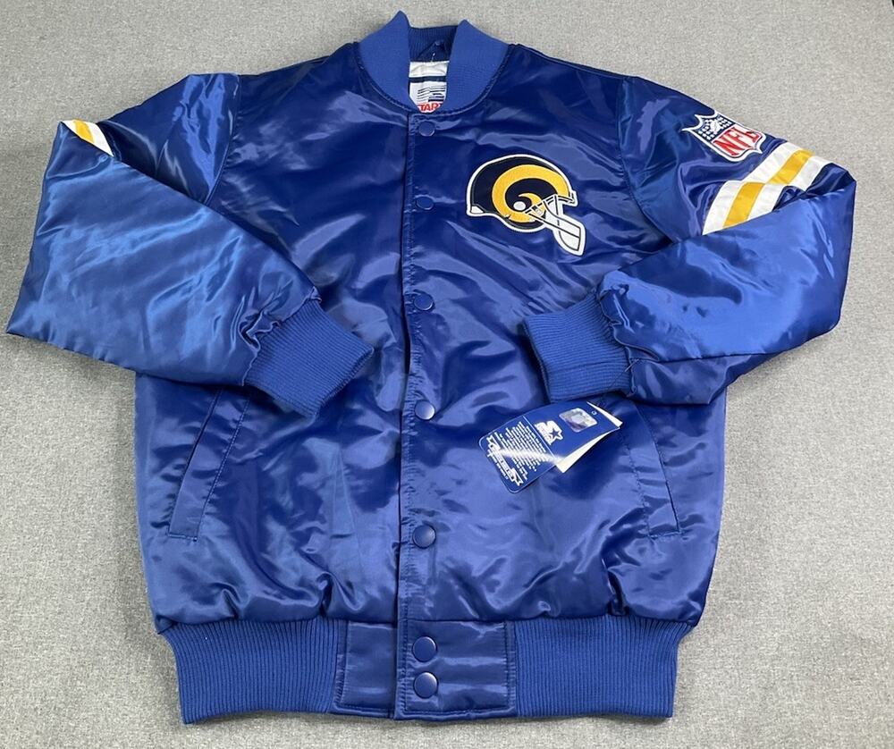 Los Angeles Rams Full-Snap Royal Blue Satin Varsity Bomber Football Jacket